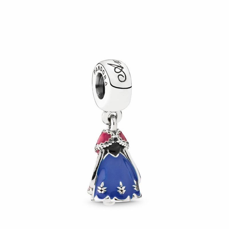 Pandora Disney Anna's Dress Dangle Charm Ireland - Sterling Silver/Enamel/Black - 874136TYF